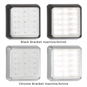 REVERSE LED 12/24V 100MM SQUARE BLACK BASE LED AUTOLAMPS 100WM