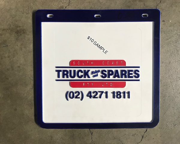 MUDFLAP 250 X 230MM WIDE WHITE SCTS LOGO 1009M2