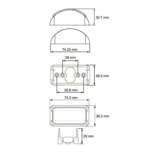 SIDE MARKER CLEAR AMBER LED 12/24V LUCIDITY 22336WCAK-V