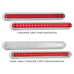 STOP TAIL CLEAR RED 380L CHROME BEZEL LED AUTOLAMPS 380CCR12