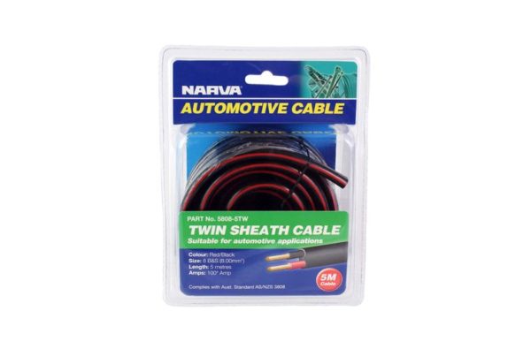 CABLE 2 CORE 8 B&S 100A 5M BLISTER PACK NARVA 5808-5TW