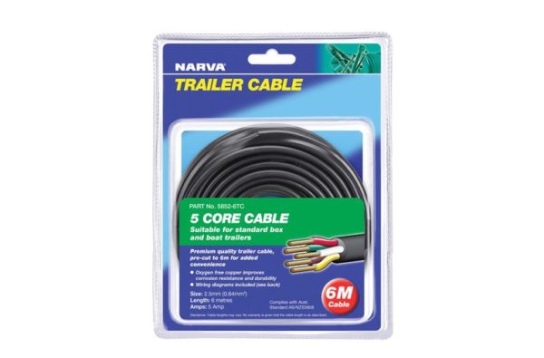 CABLE 5 CORE 2.5MM 5A 6MT BLISTER PACK NARVA 5852-6TC