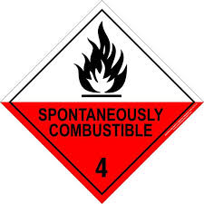 SPONTANEOUSLY COMBUSTIBLE DECAL 250 X 250MM CLASS 4 CIXT074/D