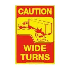 CAUTION WIDE TURNS DECAL 450H X 300W CIXT140/D