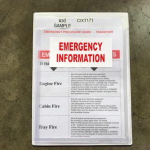 EMERGENCY PROCEDURE GUIDE HOLDER VINAL W/ VEHICLE FIRE CARD CIXT171
