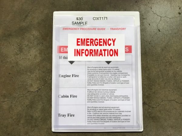 EMERGENCY PROCEDURE GUIDE HOLDER VINAL W/ VEHICLE FIRE CARD CIXT171