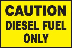 WARNING DIESEL ONLY DECAL 210H X 300W