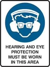 HEARING & EYE PROTECTION MUST BE WORN DECAL 180 X 250MM PN: M07