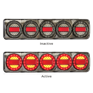 STOP TAIL INDICATOR 5 LAMP BLACK CHROME BASE 12/24V LED AUTOLAMPS MAXILAMPC5XRR