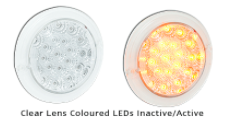 REAR INDICATOR CLEAR/AMBER ROUND 12V LED AUTOLAMPS 102AC