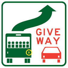 GIVE WAY TO BUS 370 X 360MM DECAL