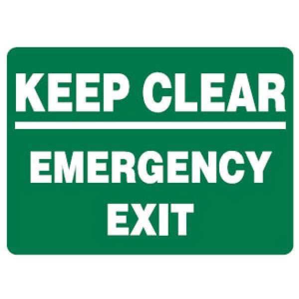 KEEP CLEAR EMERGENCY EXIT PVC 200H X 300W