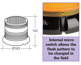 STROBE LED AMBER MEGABURST HIGH OUTPUT SELECTABLE FLASH PATTERNS 12/24V NARVA 85234A