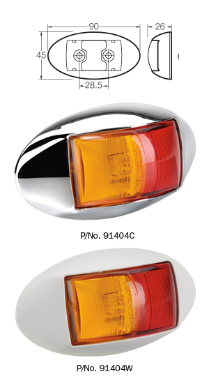 SIDE MARKER LAMP AMBER X 2 LED 12/24V LED AUTOLAMPS 7922AM2