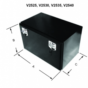 TOOL BOX UNDER BODY BLACK POWDER COATED 440 x 400 x 255 x 600mm V2535